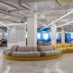 A large room with a large display of tires.