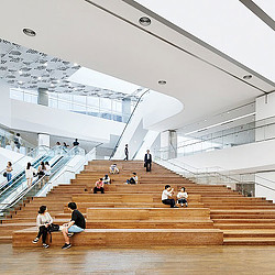 People sitting on the stairs.