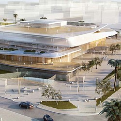 A high angle view of a building.