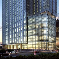 A large building with many windows.