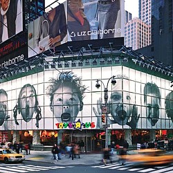 A building with a large mural on it.