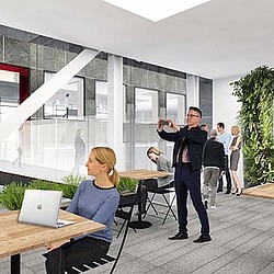 A group of people in a room.