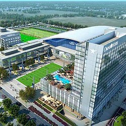 Aerial view of a stadium.