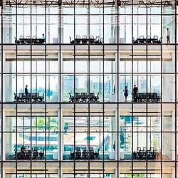 A high angle view of a building.