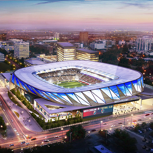 A stadium with a roof.