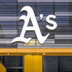 A sign on a building.