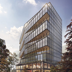 A tall building with many windows.