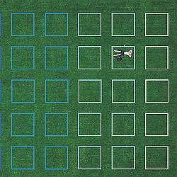 A green square with white squares.