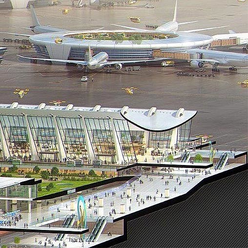 A group of airplanes parked in a parking lot.