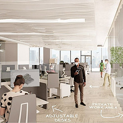 A group of people in an office.