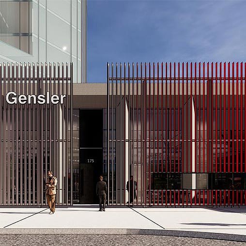 A group of people standing outside a building.