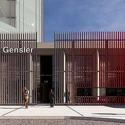 A group of people standing outside a building.