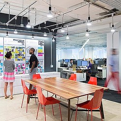 A group of people in a room.