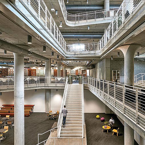 A large building with stairs.