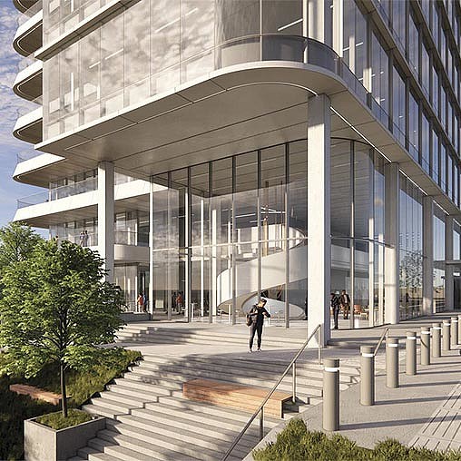 A building with glass walls.