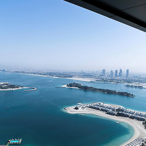 An aerial view of a city.