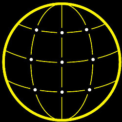 A yellow circle with black dots.