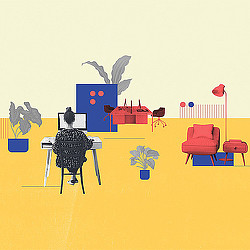 A group of chairs and tables.