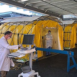 Makeshift healthcare tents. Credit: Newton Wellesley Hospital.