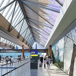 People walking in a large building.