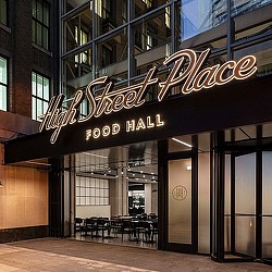 A building with a sign on it.