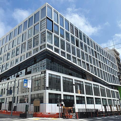A large building with many windows.