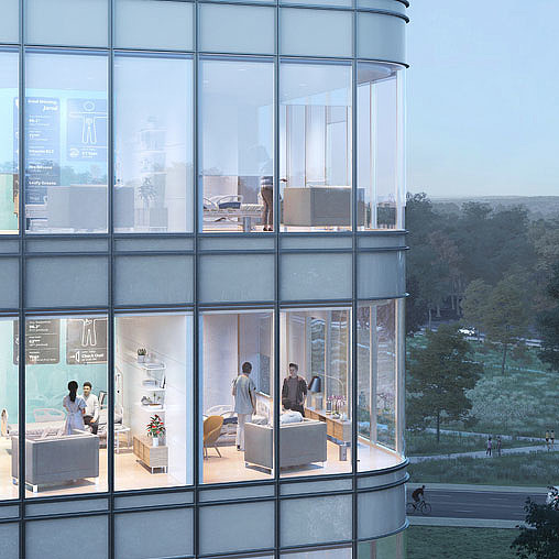 A group of people in a building.