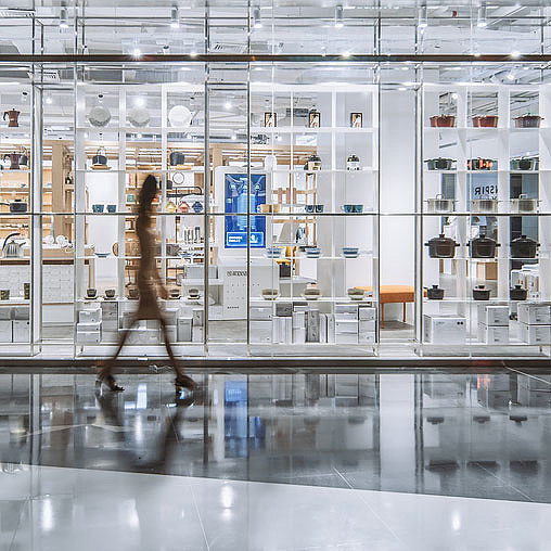 A person walking in a store.