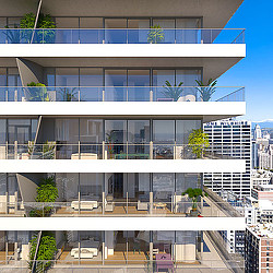 A building with glass windows.