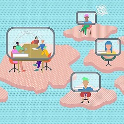 A group of people working in a room.