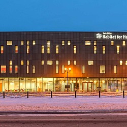 A building with many windows.