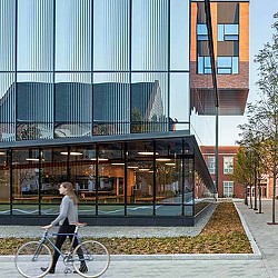 A person riding a bicycle.