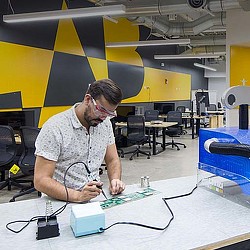 A man working on a project.
