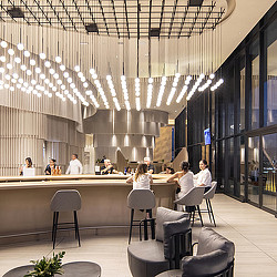 A group of people sitting at a table.