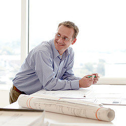 A person sitting at a desk.