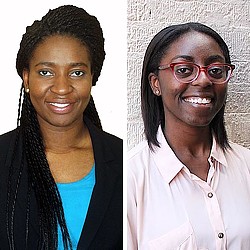 A collage of a person.