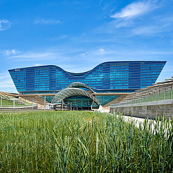 A building with a glass roof.