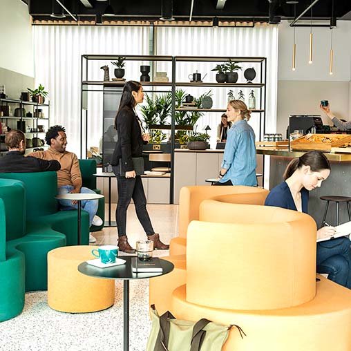 A group of people in a room.