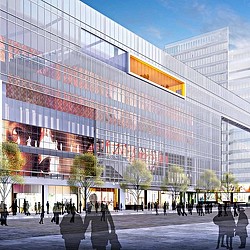 A large building with many windows.