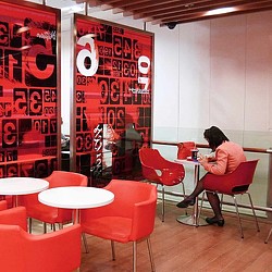 A person sitting at a table.