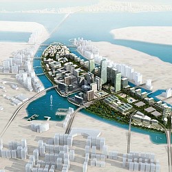 Aerial view of a city.