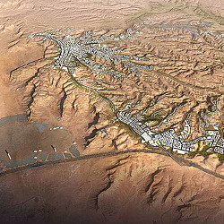 A river winding through a canyon.