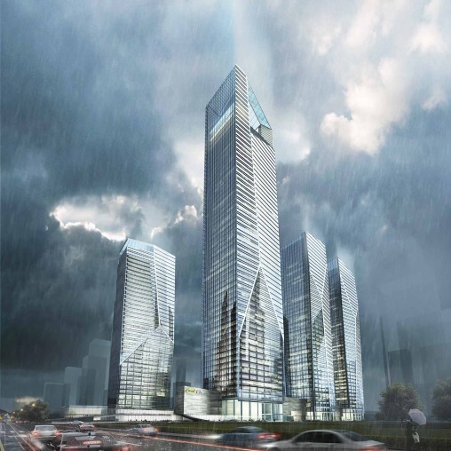 A couple of tall buildings.