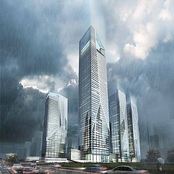 A couple of tall buildings.