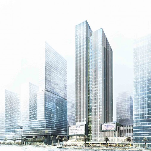 A group of tall buildings.