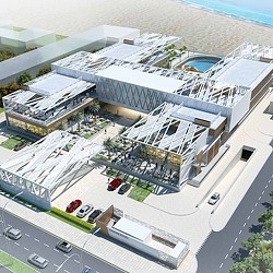 A high angle view of a building.