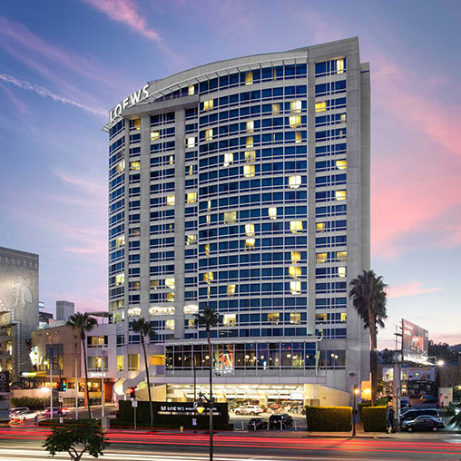 A tall building with many windows.