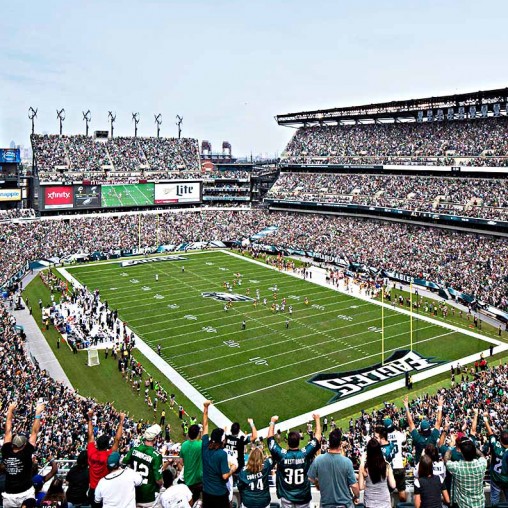A football stadium filled with people.