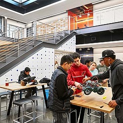 A group of people in a room.