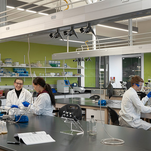 A group of people in a lab.